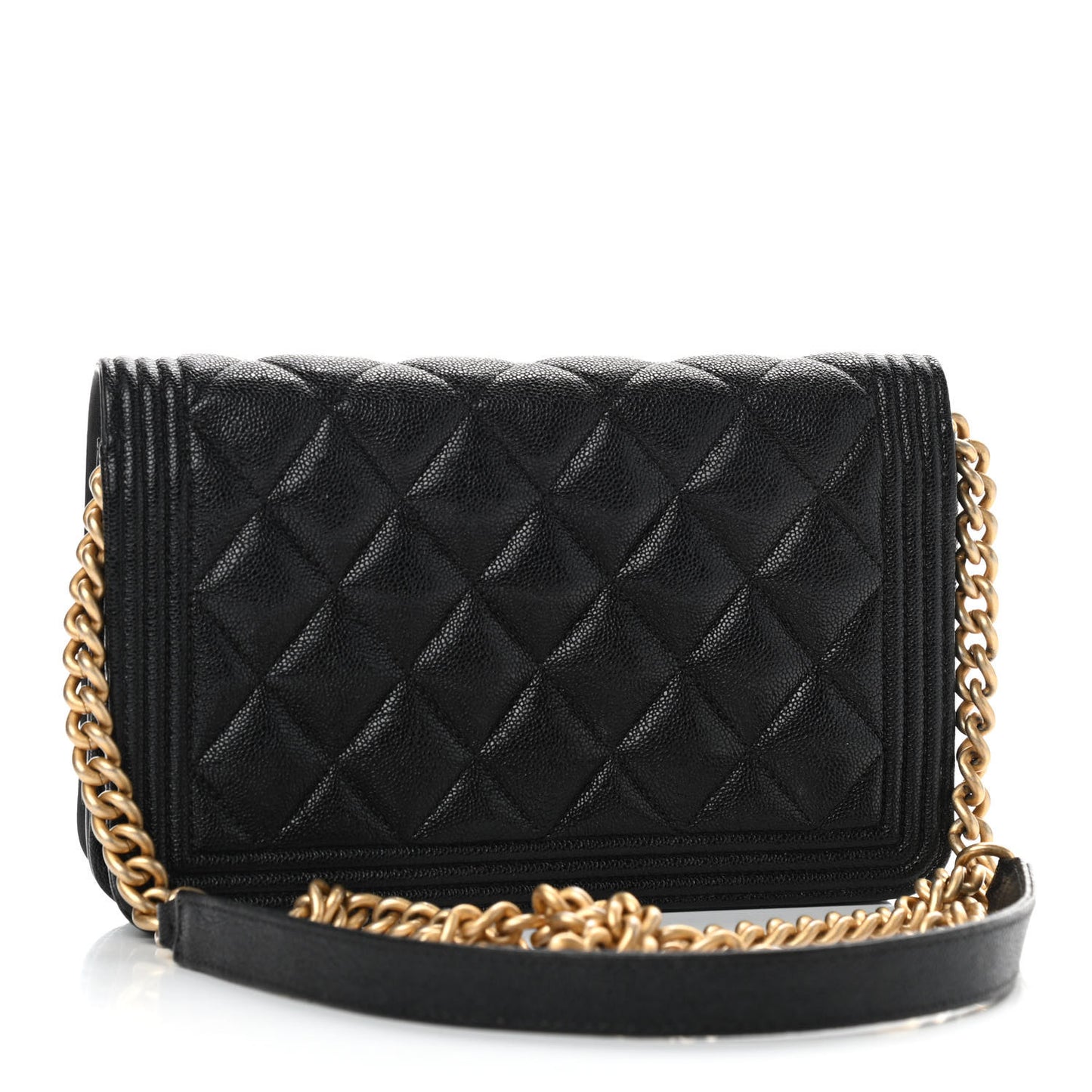 Caviar Quilted Boy Wallet On Chain WOC Black