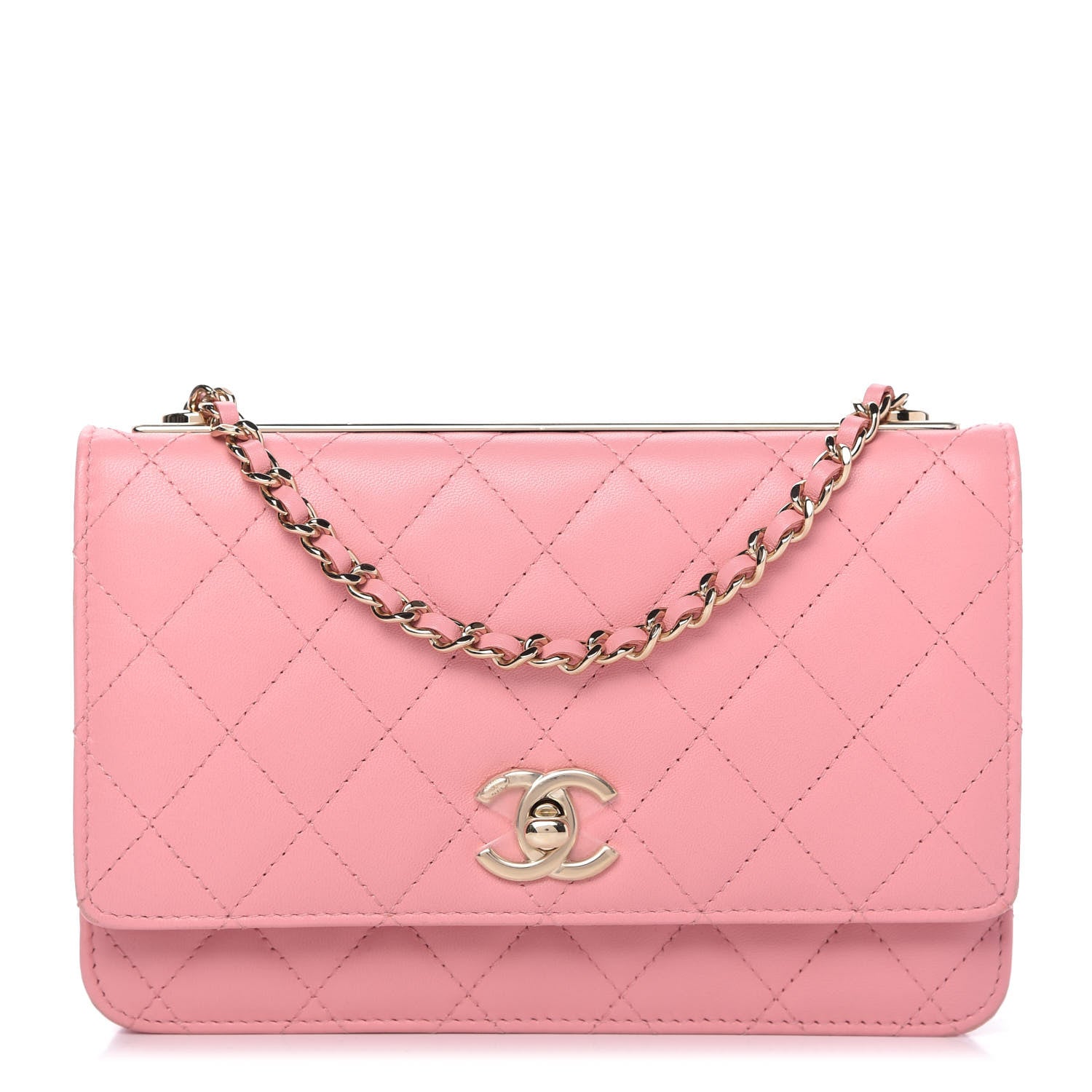 Chanel Lambskin Quilted Trendy CC Wallet On Chain WOC Pink 1 of 11