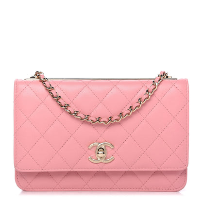 Chanel Lambskin Quilted Trendy CC Wallet On Chain WOC Pink 1 of 11