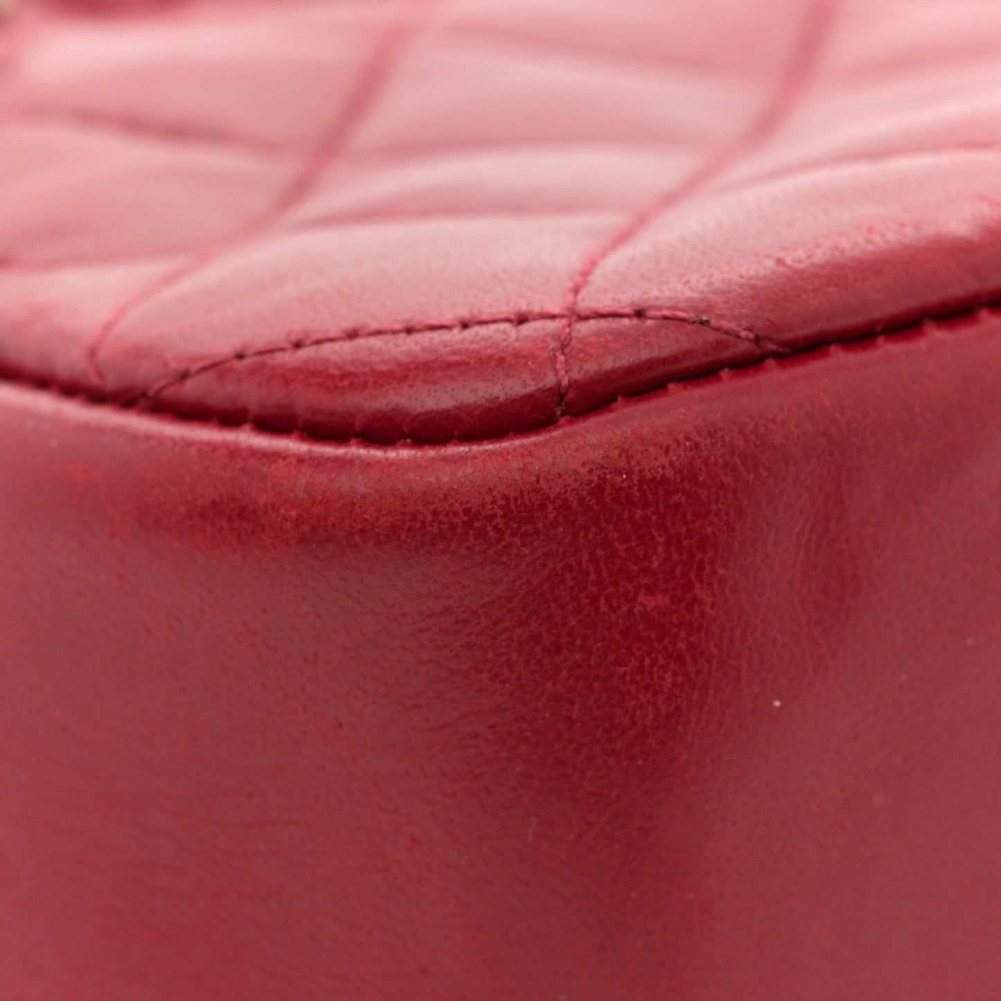 Lambskin Quilted Camera Case Red