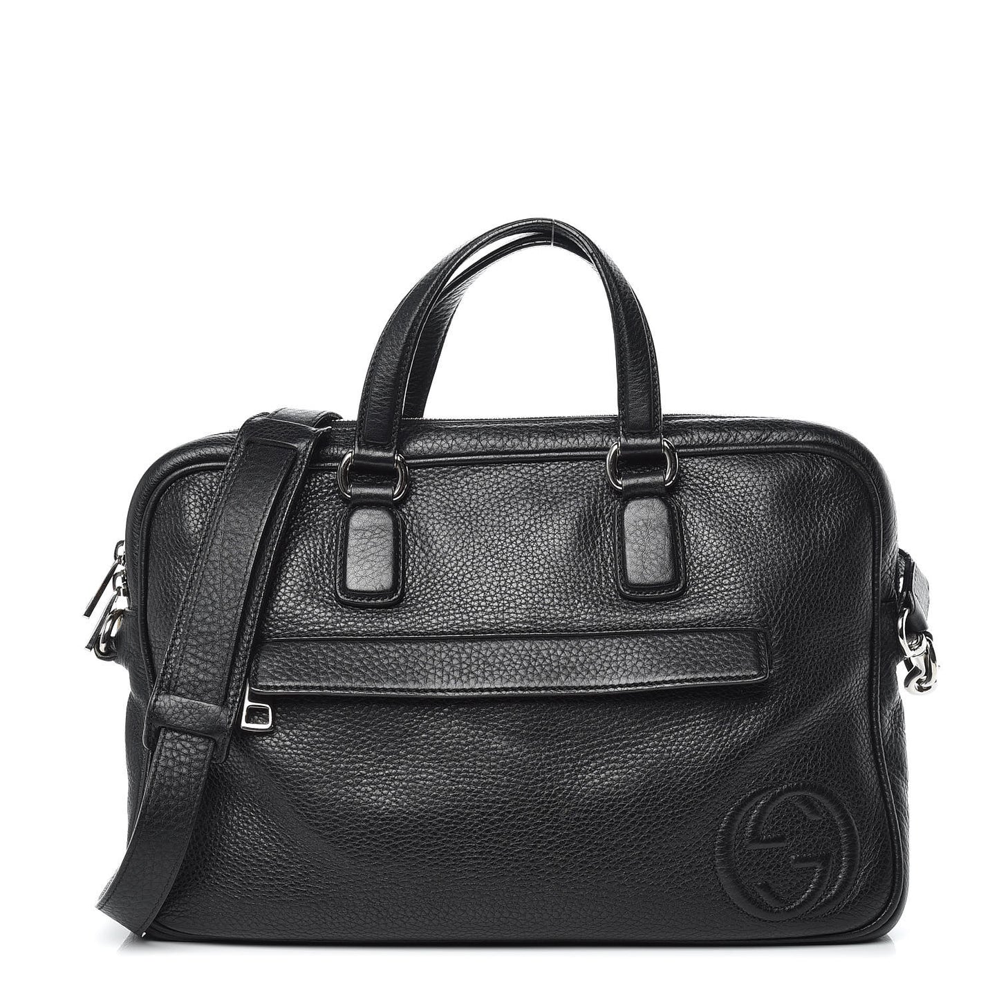 Pebbled Calfskin Soho Briefcase Black