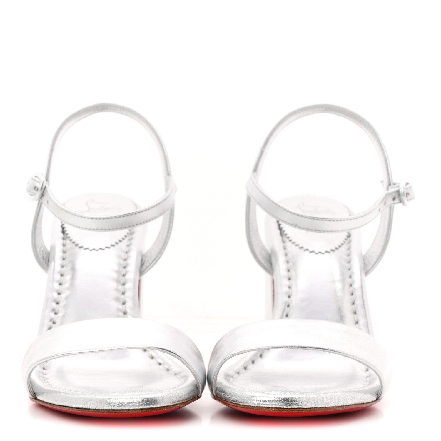 Christian Louboutin Nappa Laminata Miss Jane 85 Sandal Pumps 36.5 Silver 3 of 8