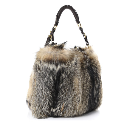 Prada Fox Fur Hobo Naturale 3 of 9