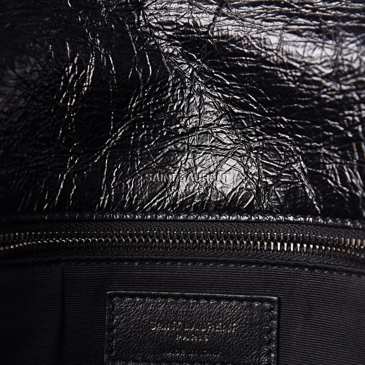 Crinkled Calfskin Matelasse Monogram Medium Niki Chain Satchel Black