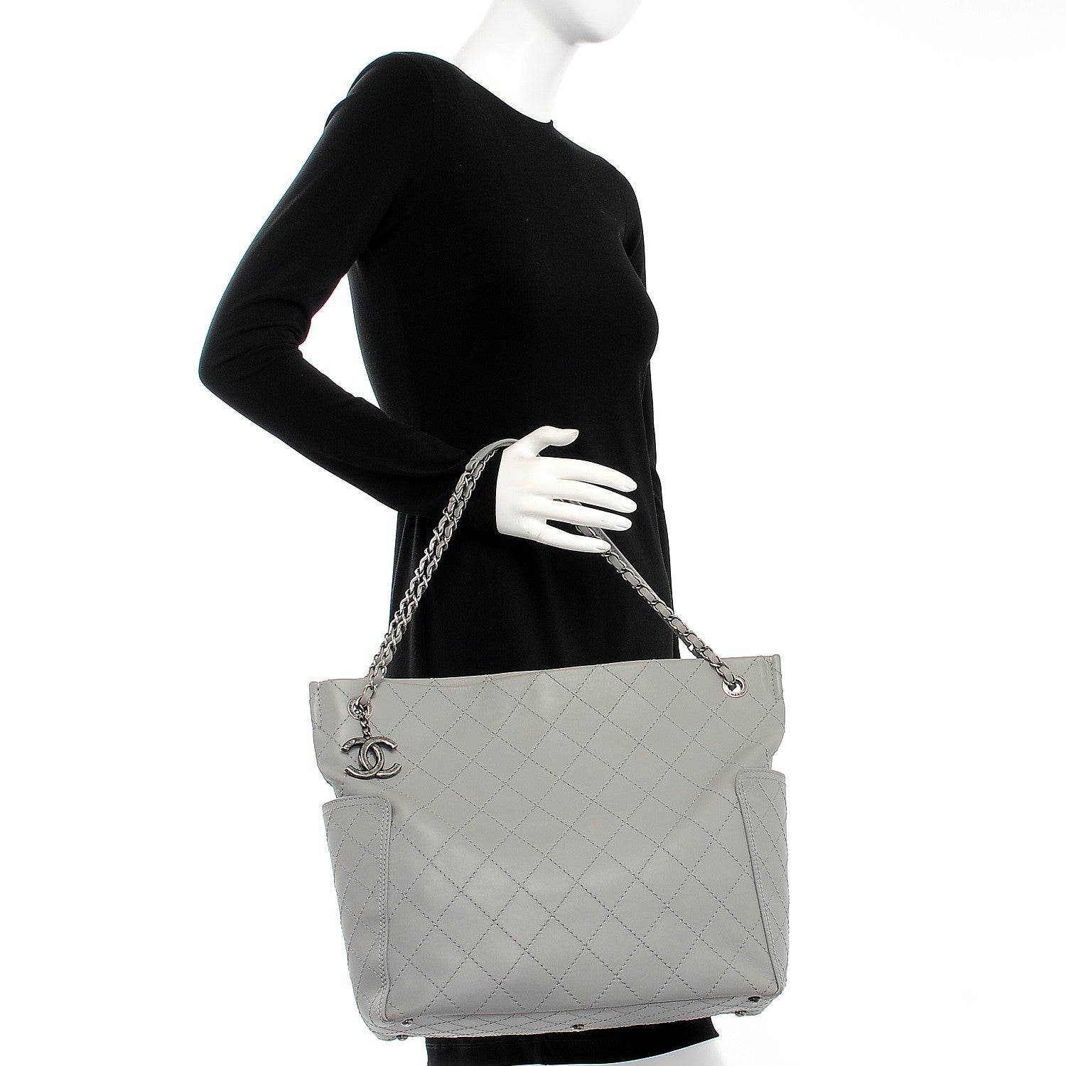 Chanel Calfskin Stitched CC Pocket Hobo Grey 2 of 9
