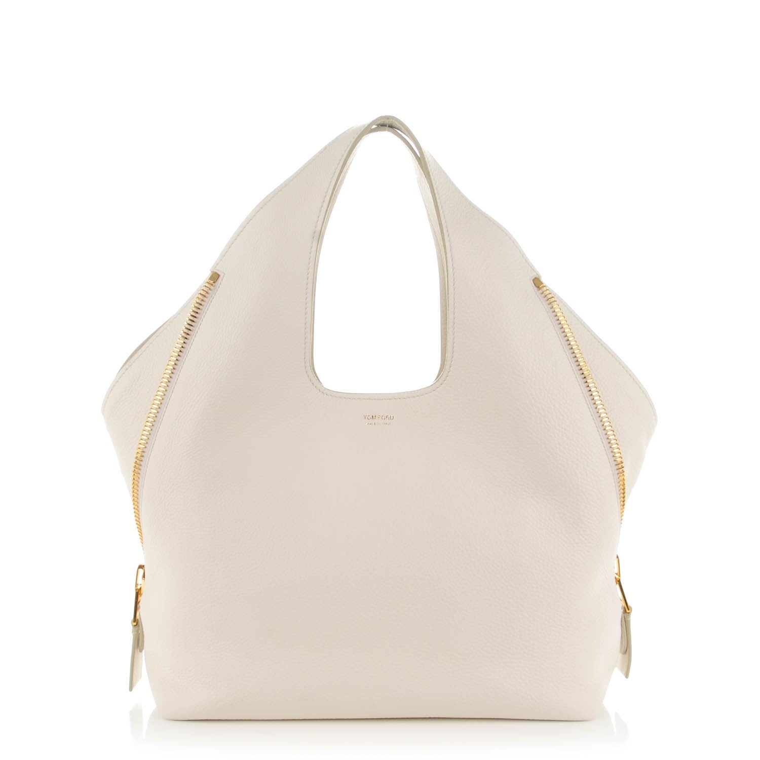 Tom Ford Pebbled Calfskin Jennifer Side-Zip Hobo White 1 of 7
