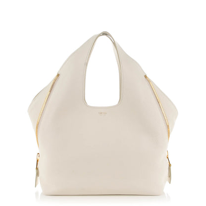 Tom Ford Pebbled Calfskin Jennifer Side-Zip Hobo White 1 of 7