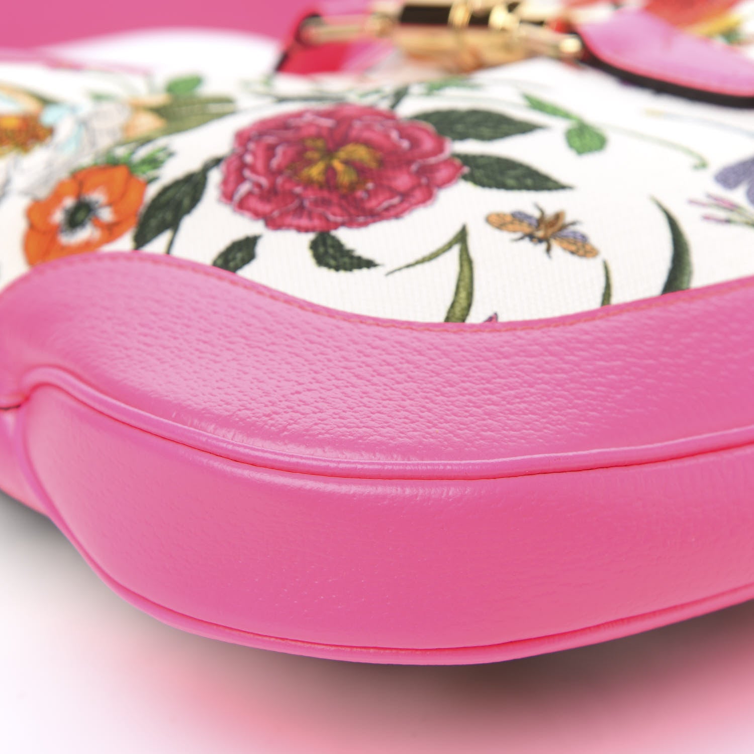 Gucci Canvas Flora Medium Jackie Hobo Fuchsia 8 of 9
