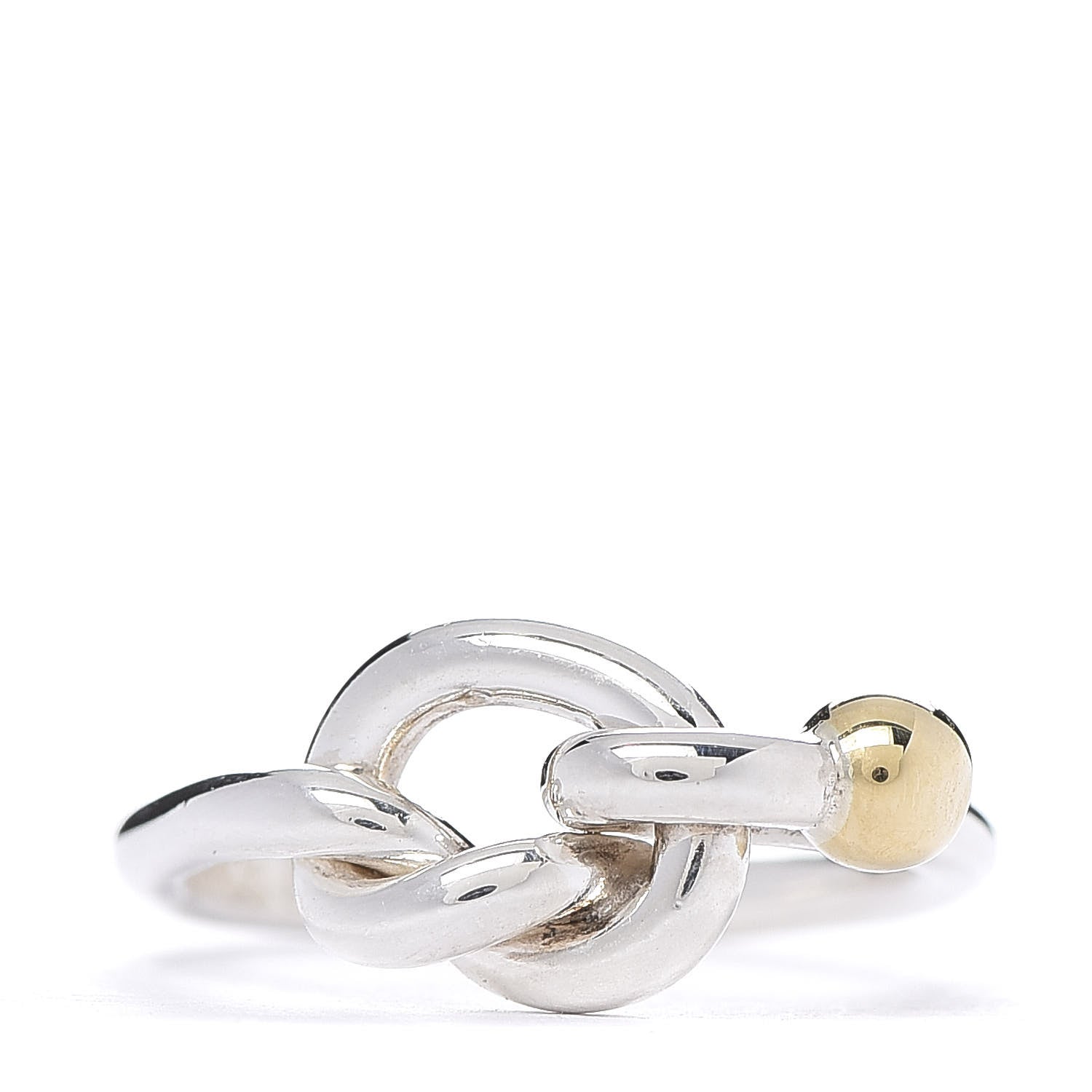Tiffany Sterling Silver 18K Yellow Gold Love Knot Ring 48 4.5 1 of 4