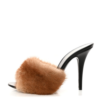 Saint Laurent Mink Calfskin Roy Mule Sandals 40 Tan 1 of 9