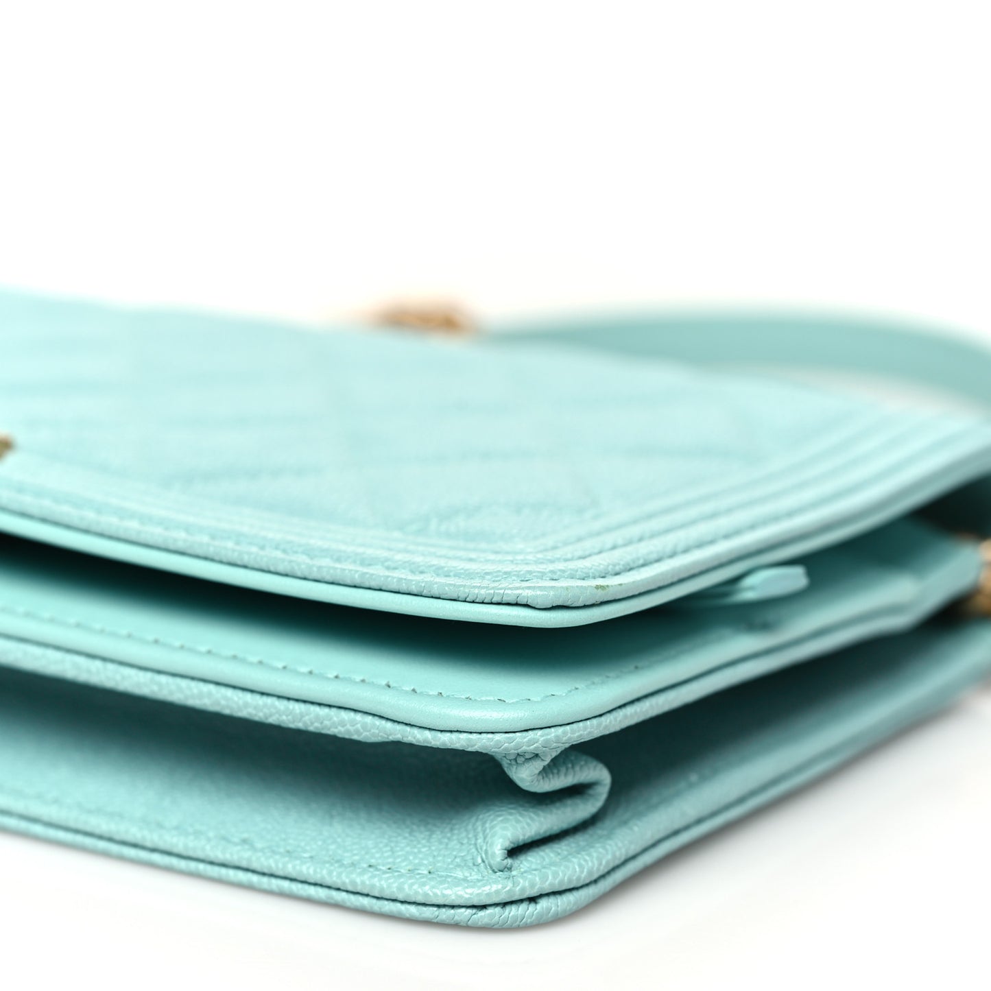 Caviar Quilted Boy Wallet On Chain WOC Light Blue