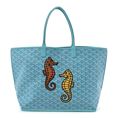 Goyard Goyardine Embroidered Seahorse Reversible Anjou PM Turquoise 1 of 17