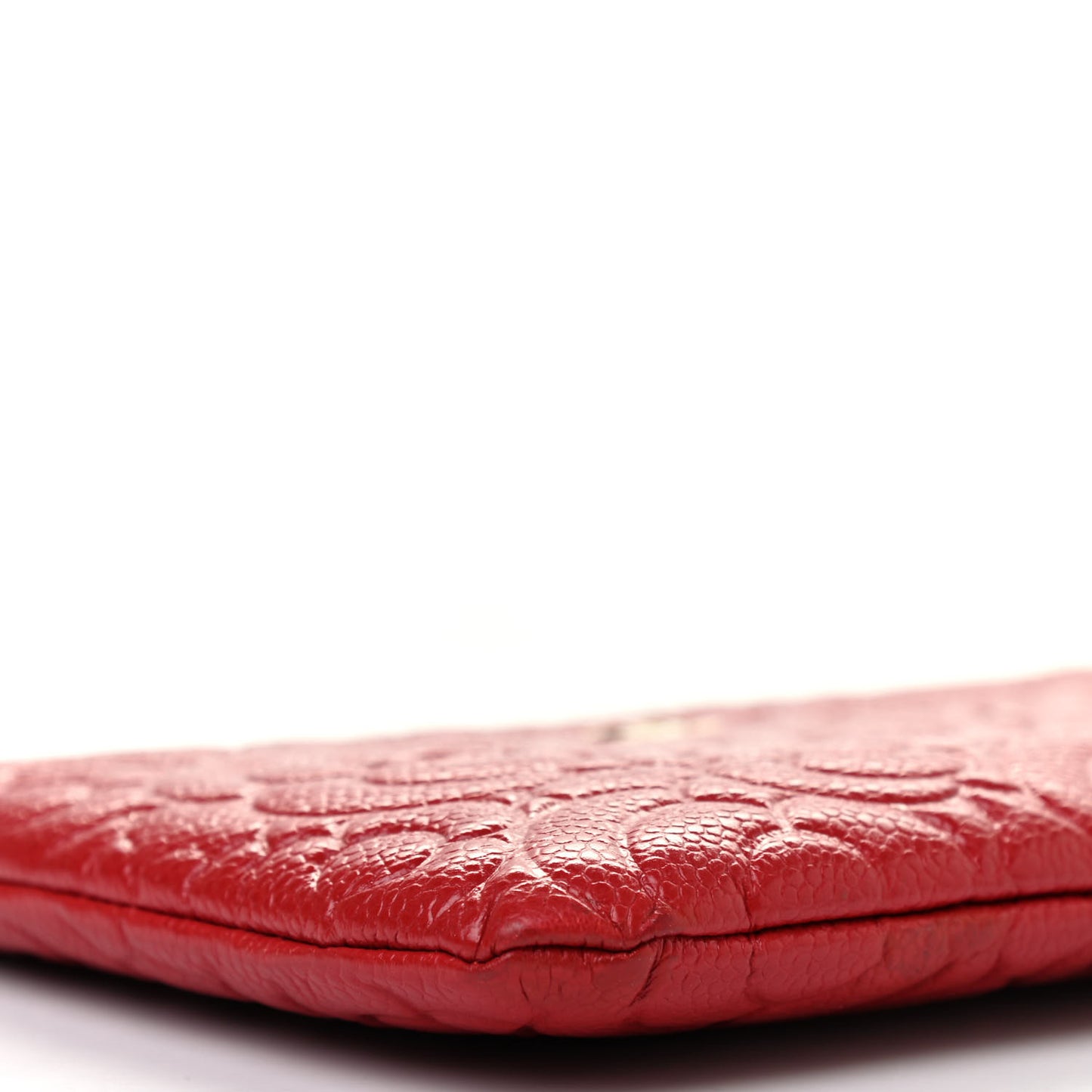 Caviar Camellia Embossed Cosmetic Pouch Red