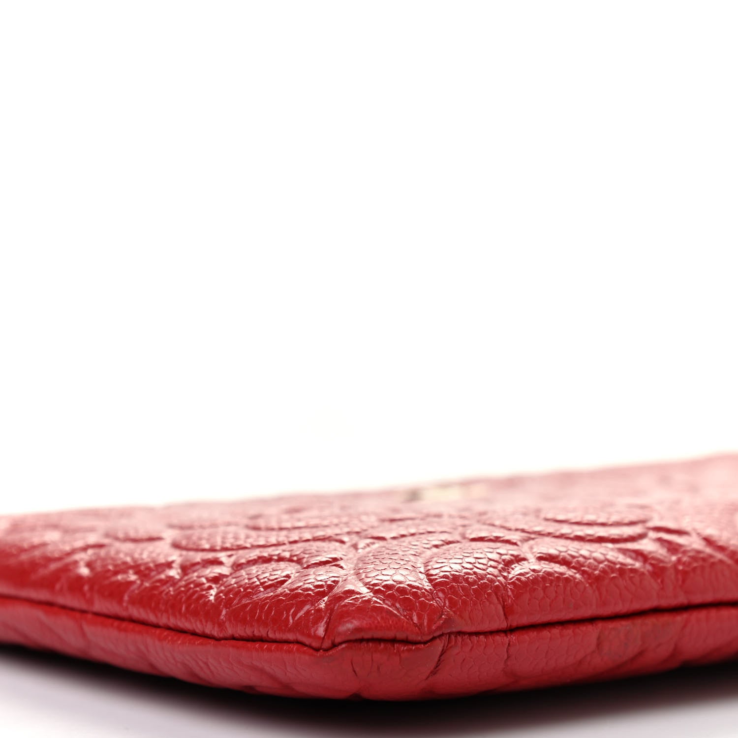 Chanel Caviar Camellia Embossed Cosmetic Pouch Red 7 of 10