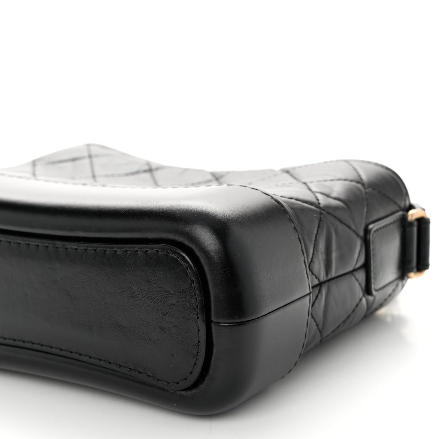 Aged Calfskin Quilted Small Gabrielle Hobo Black