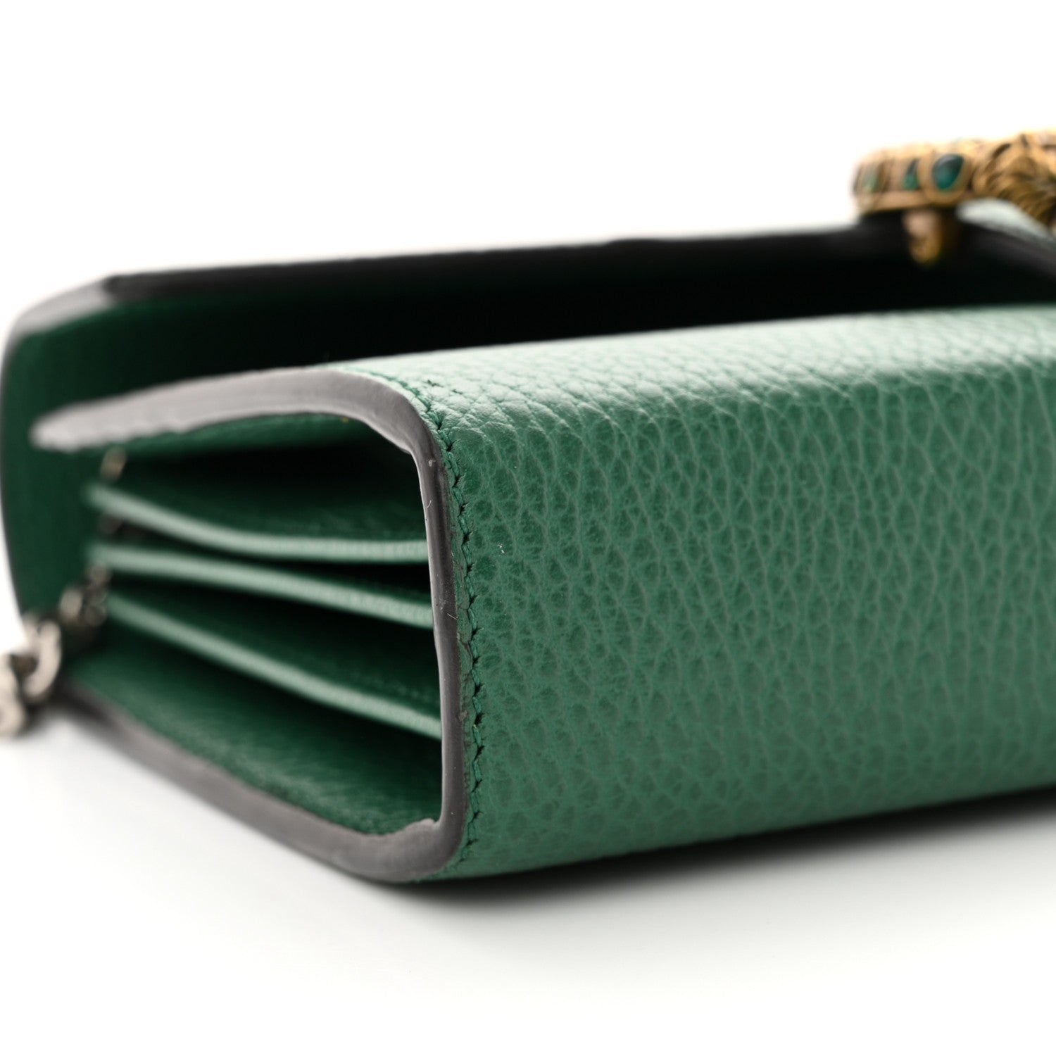 Gucci Calfskin Mini Dionysus Chain Wallet Emerald 9 of 13