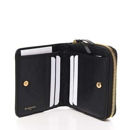 Balenciaga Agneau Classic Gold Hardware Compact Wallet Black 4 of 7