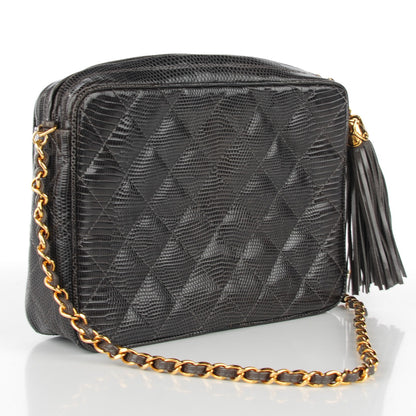 Chanel Lizard Quilted Tassel Camera Case Dark Grey 3 of 8