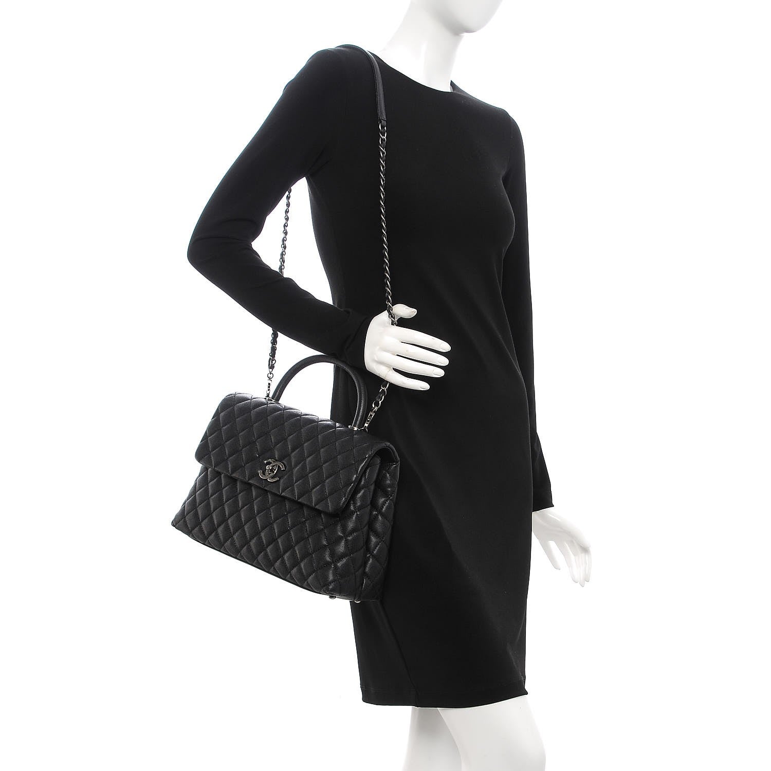 Chanel Caviar Quilted Medium Coco Handle Flap Black 2 of 11