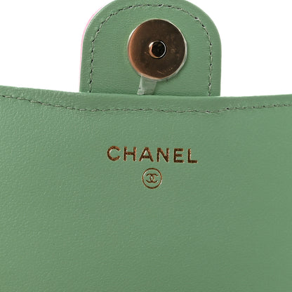 Chanel Lambskin Quilted Flap Phone Holder With Chain Lilac Light Green 6 of 12