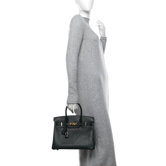 Ostrich Birkin 30 Vert Titien