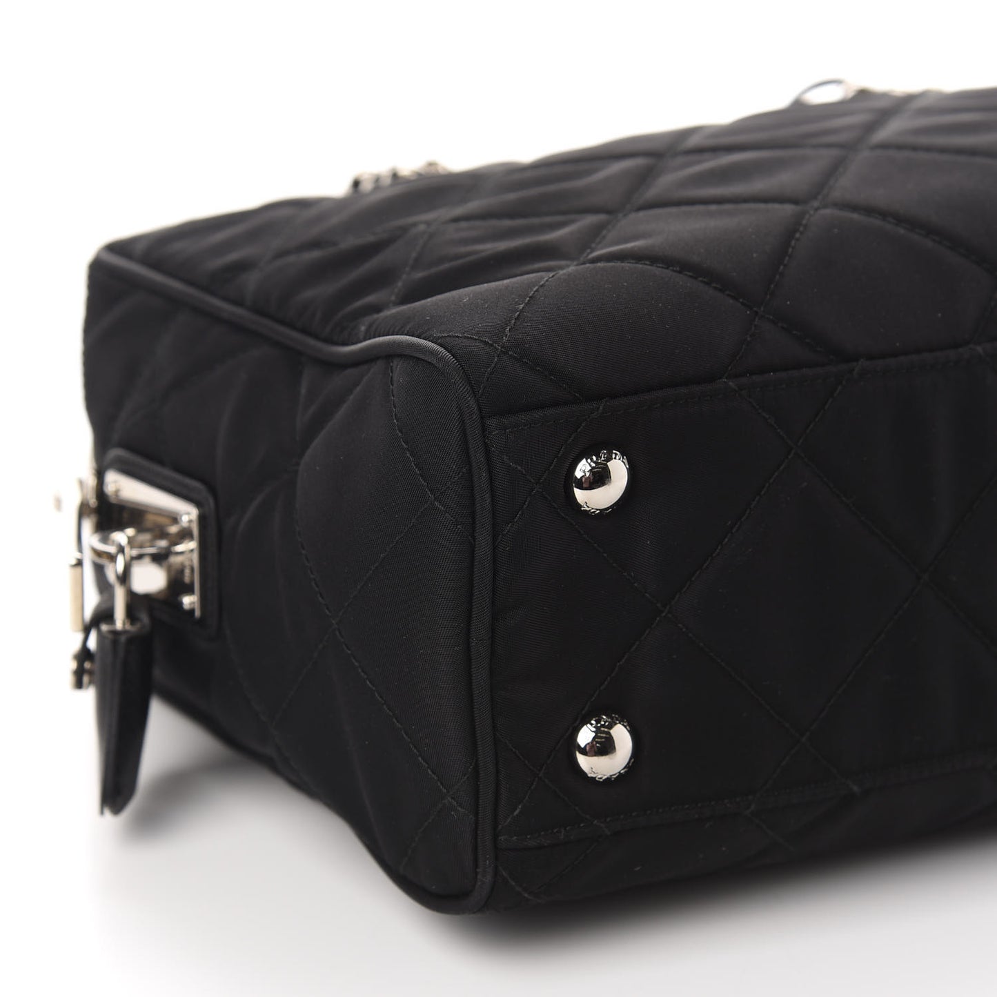 Nylon Tessuto Impuntu Quilted Shoulder Bag Black