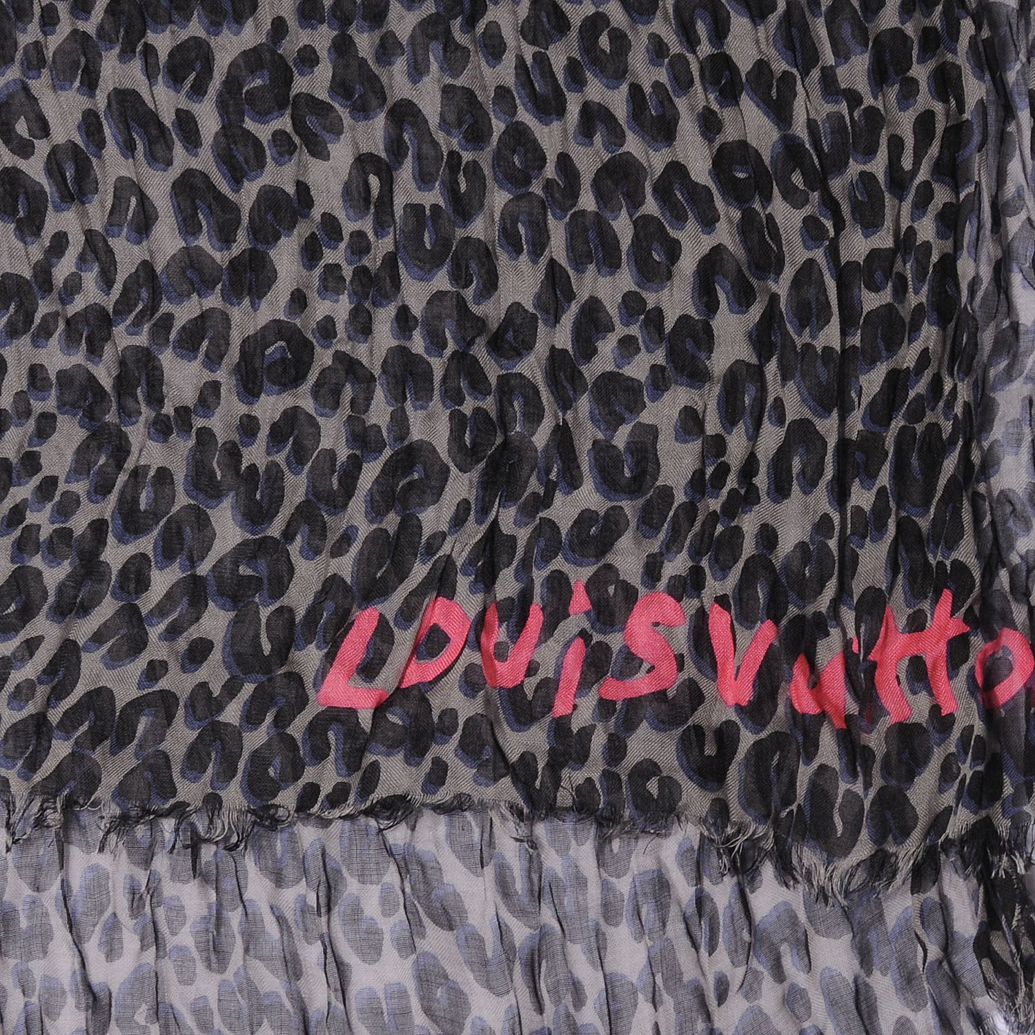 Louis Vuitton Cashmere Silk Leopard Stole Blue 1 of 4