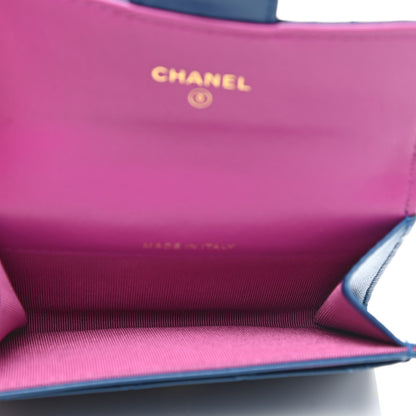 Chanel Lambskin Quilted Flap Card Holder Wallet Blue Pink 5 of 10
