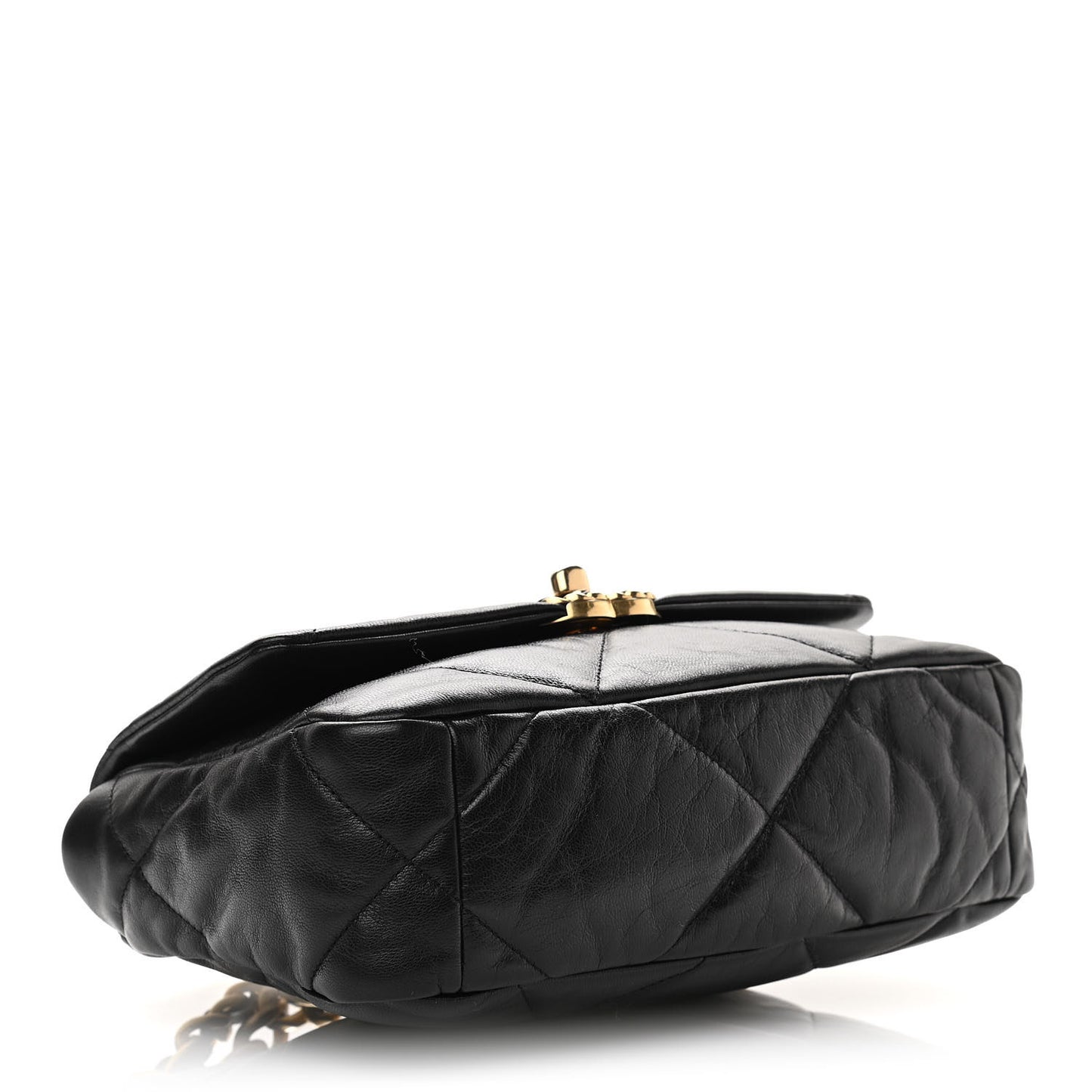 Shiny Goatskin Quilted Medium Chanel 19 Flap Black