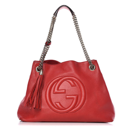 Gucci Pebbled Calfskin Medium Soho Chain Shoulder Bag Tabasco Red 1 of 25