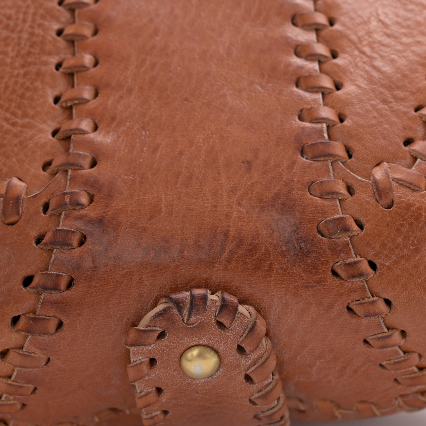 Calfskin Stitched Beaded Crystal Logo Catch Shoulder Bag Brown
