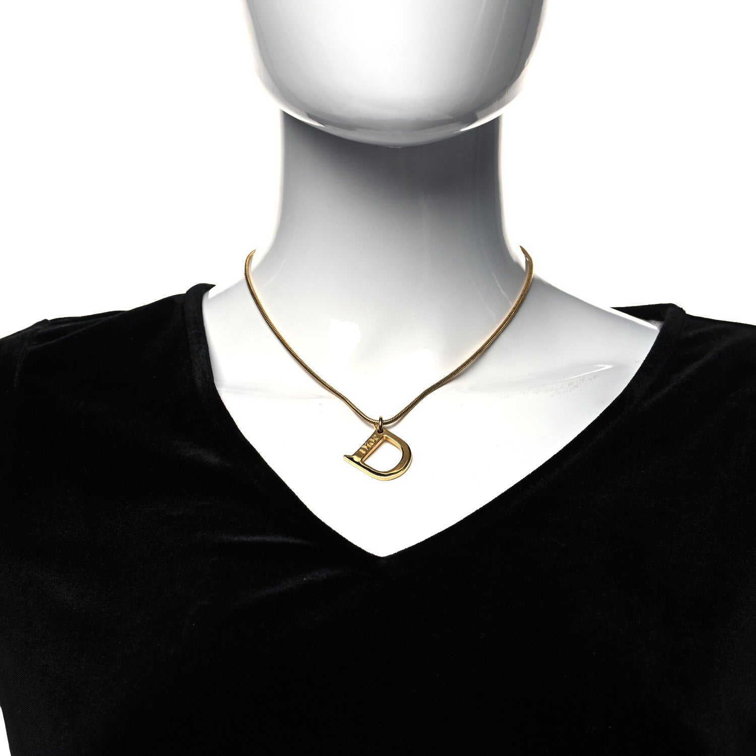 Christian Dior Metal Logo Necklace Gold 2 of 5