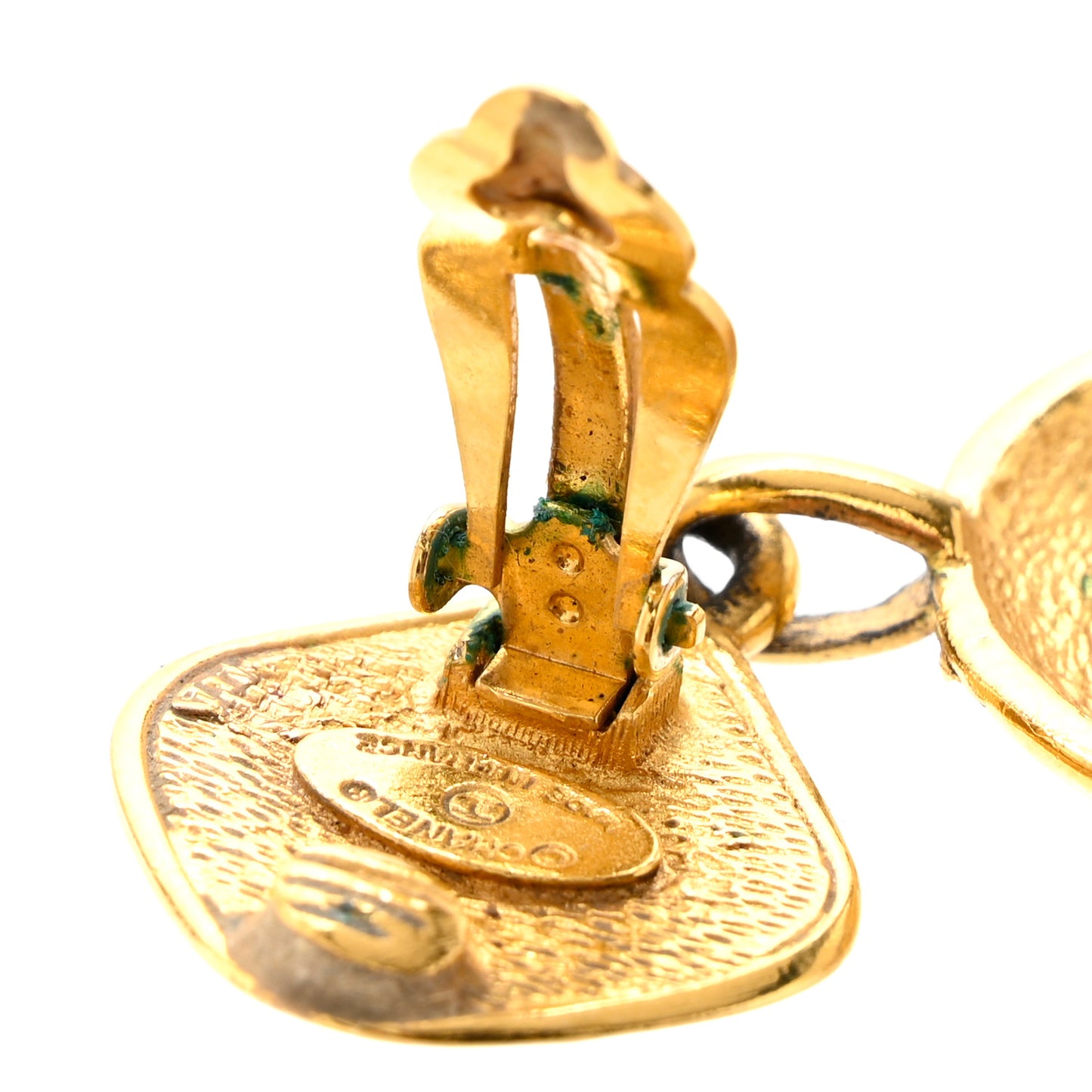 CC Drop Clip On Earrings Gold