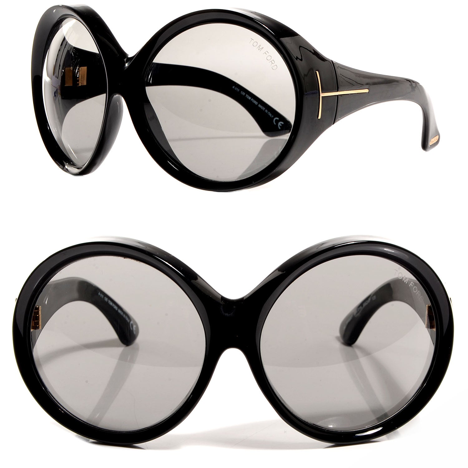 Tom Ford Ali Oversized Round Sunglasses TF0221 Black 1 of 5