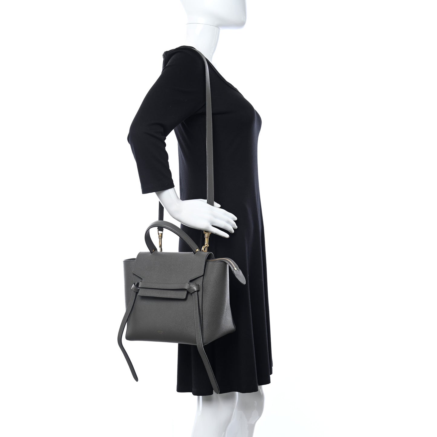 Baby Grained Calfskin Micro Belt Bag Grey