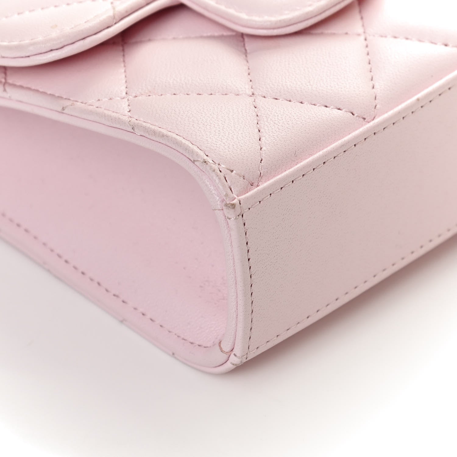 Chanel Lambskin Quilted Top Handle Clutch With Chain Light Pink 12 of 14
