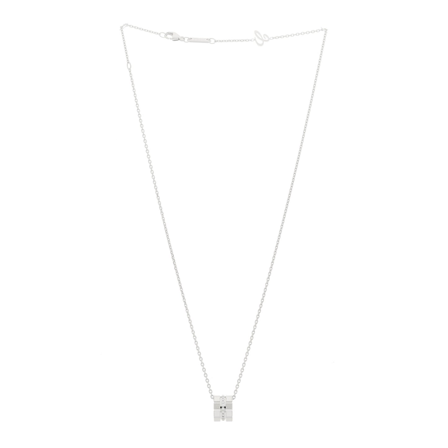 18K White Gold Diamond Ice Cube Pendant Necklace