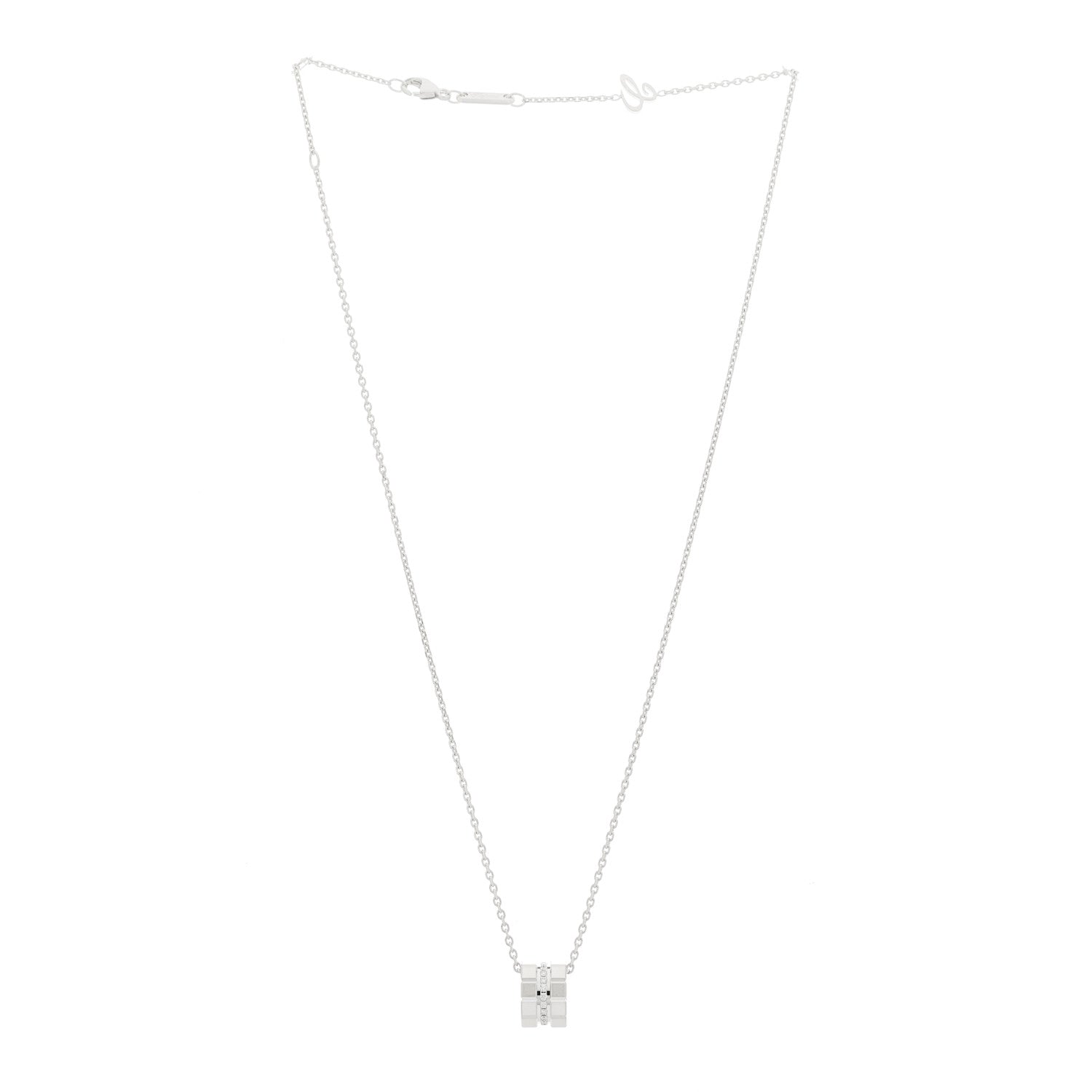 Chopard 18K White Gold Diamond Ice Cube Pendant Necklace 3 of 6
