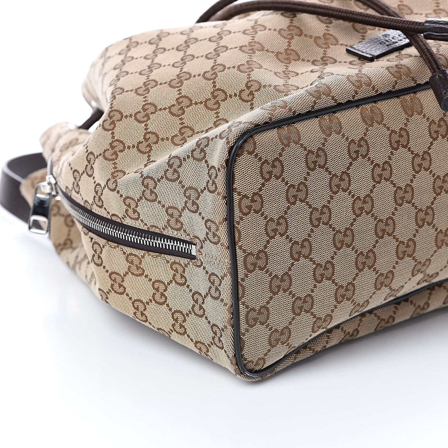 Monogram Dollar Calfskin O Drawstring Backpack Beige Ebony Testa di Moro Dark Chocolate