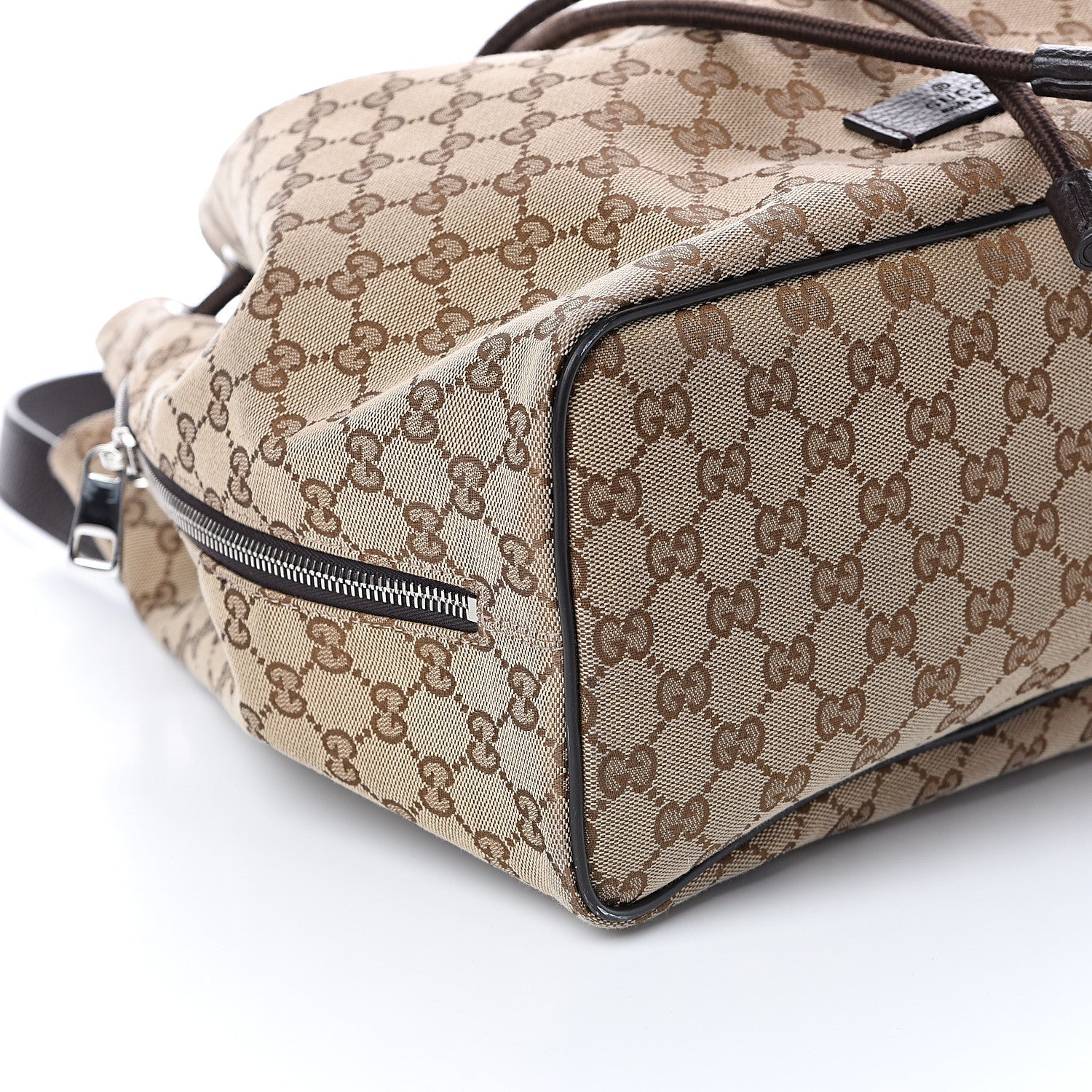 Gucci Monogram Dollar Calfskin O Drawstring Backpack Beige Ebony Testa di Moro Dark Chocolate 7 of 8
