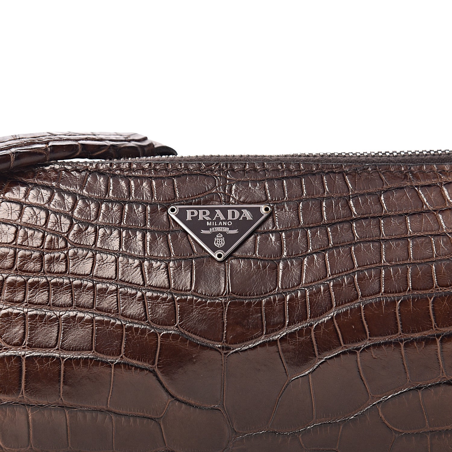 Prada Alligator Shoulder Bag Brown 10 of 10
