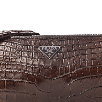 Prada Alligator Shoulder Bag Brown 10 of 10