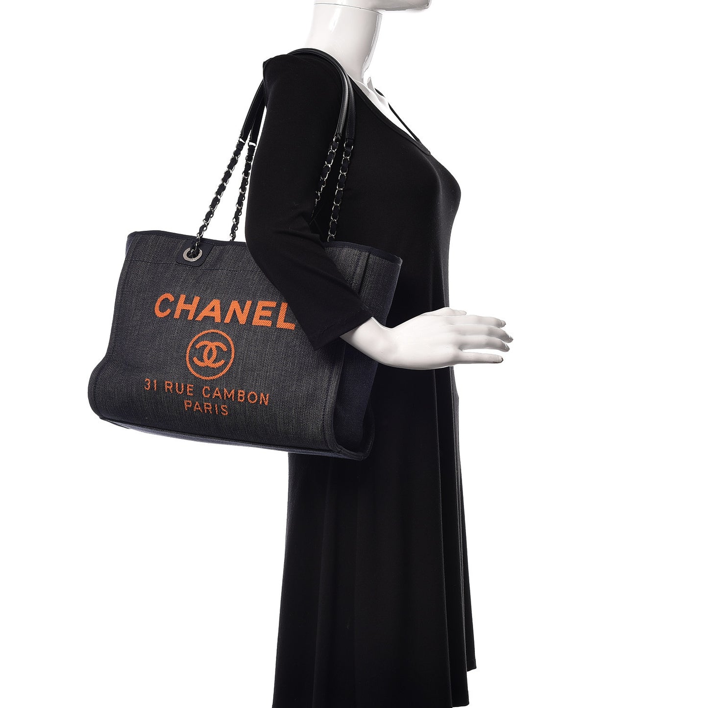 Denim Small Deauville Tote Blue Orange