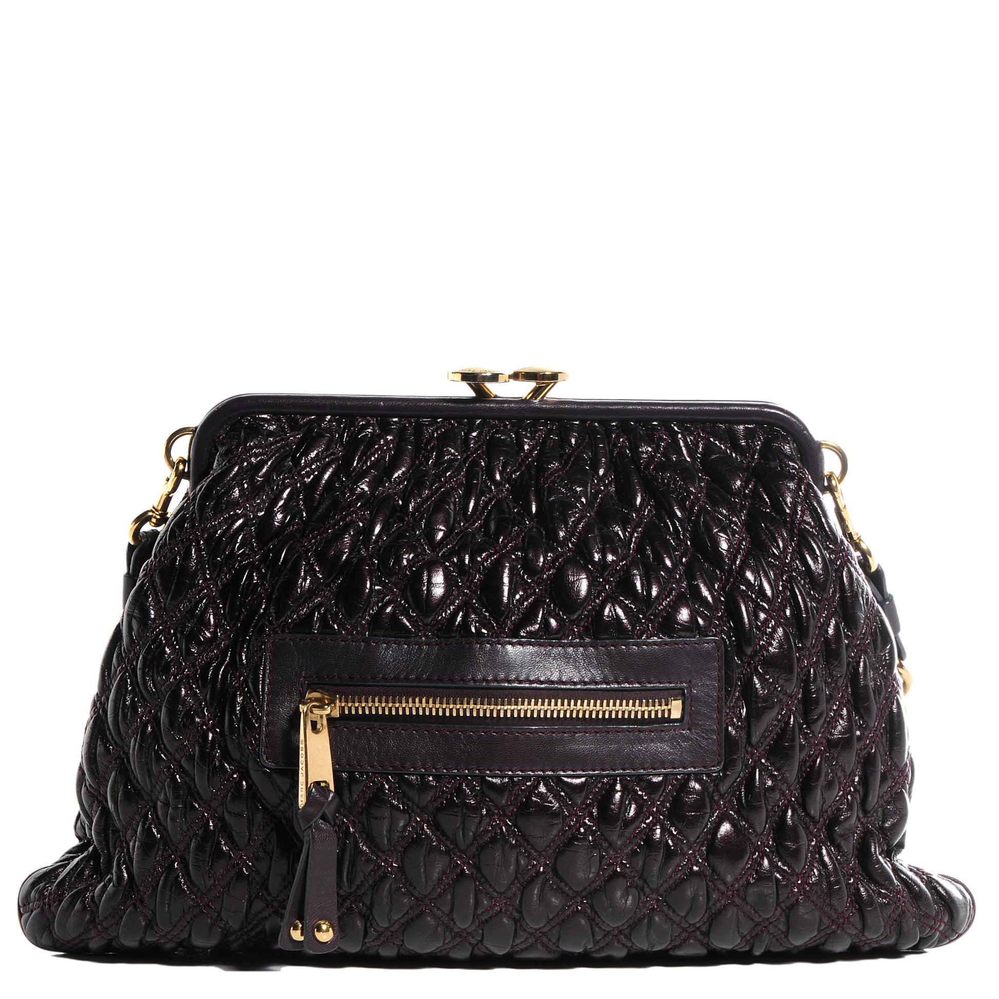 Marc Jacobs Calfskin Quilted Elastic Mina Stam Plum 1 of 9