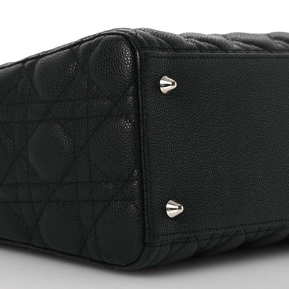 Christian Dior Grained Calfskin Cannage Medium Lady Dior Black 9 of 14