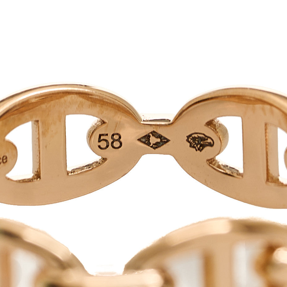Hermes 18K Rose Gold PM Chaine d'Ancre Enchainee Ring 58 8.25 5 of 8