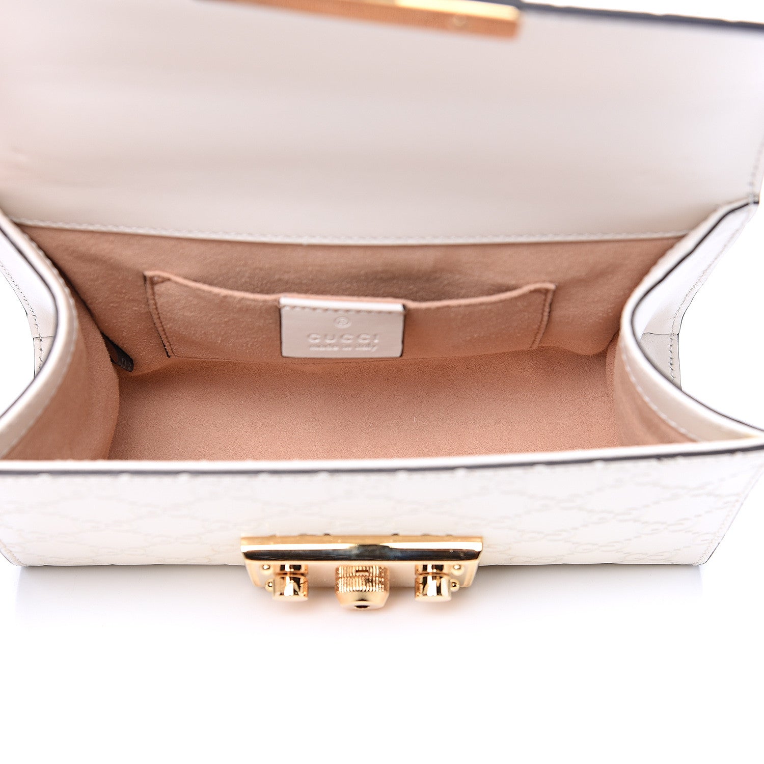 Gucci Guccissima Small Padlock Shoulder Bag White 4 of 10