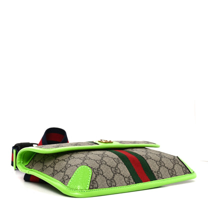 Gucci GG Supreme Monogram Web Small Ophidia Belt Bag Beige Ebony Electric Green 4 of 10