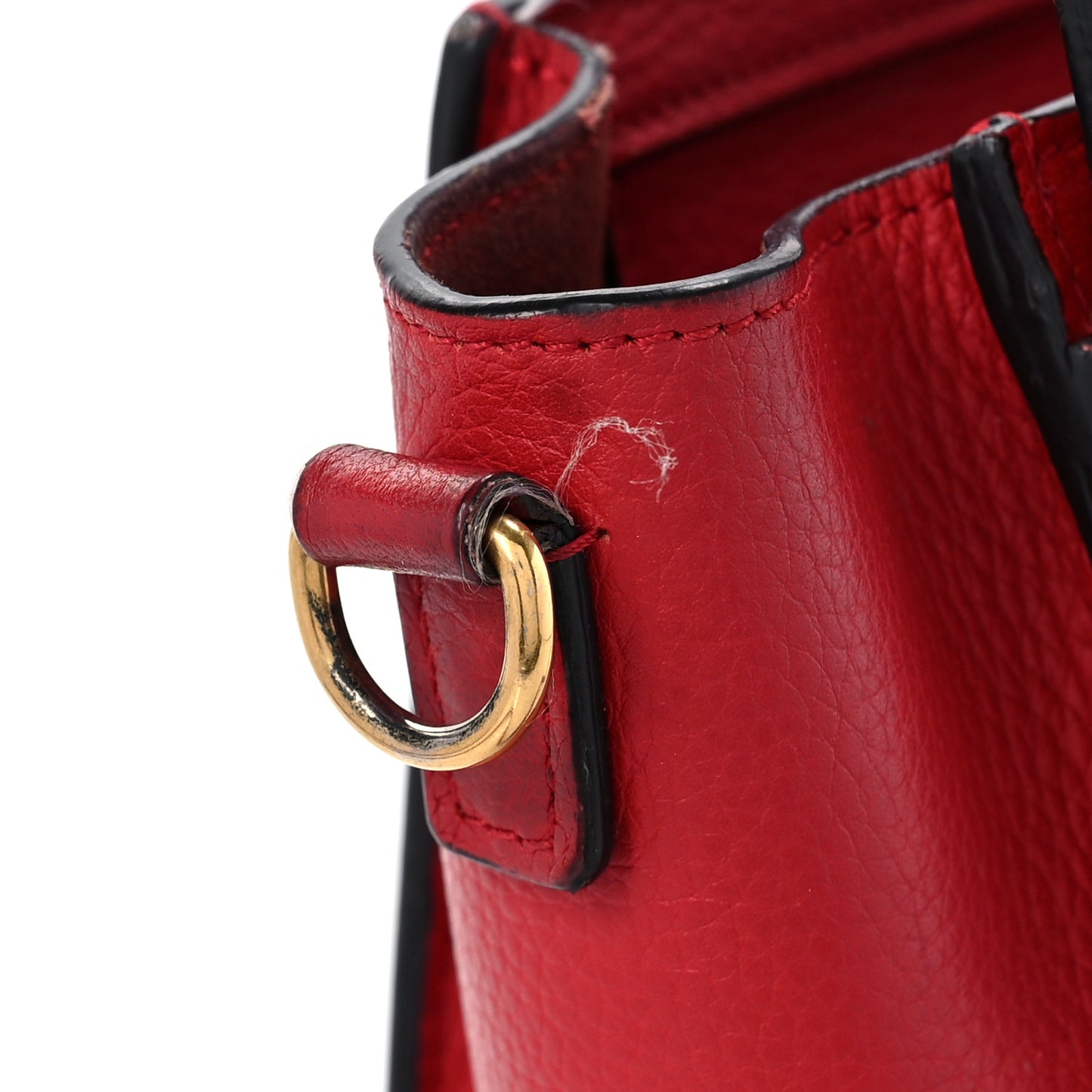Drummed Calfskin Nano Luggage Red