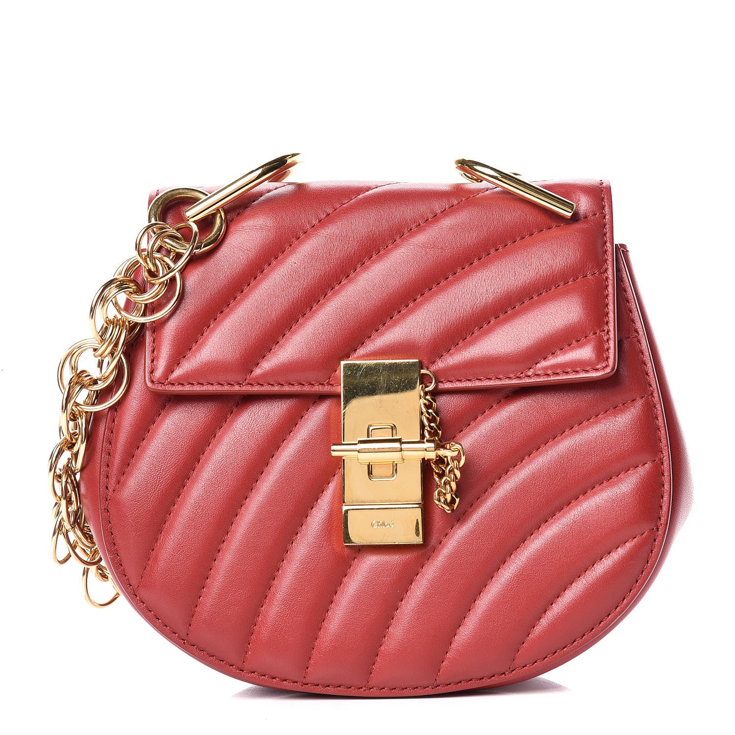 Chloe Calfskin Quilted Mini Drew Bijou Shoulder Bag Dahlia Red 1 of 13